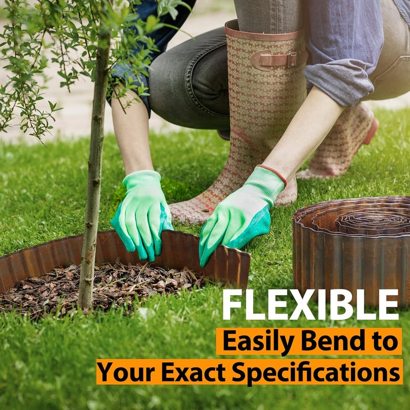 WORTH Pre-Rusted Wide-Corrugated Garden Edging, 6" x20Ft Sturdy Steel Landscape Edging Bendable Metal Lawn Long Strips Border for Raised Flower Bed Tree Surrounds - Image 3