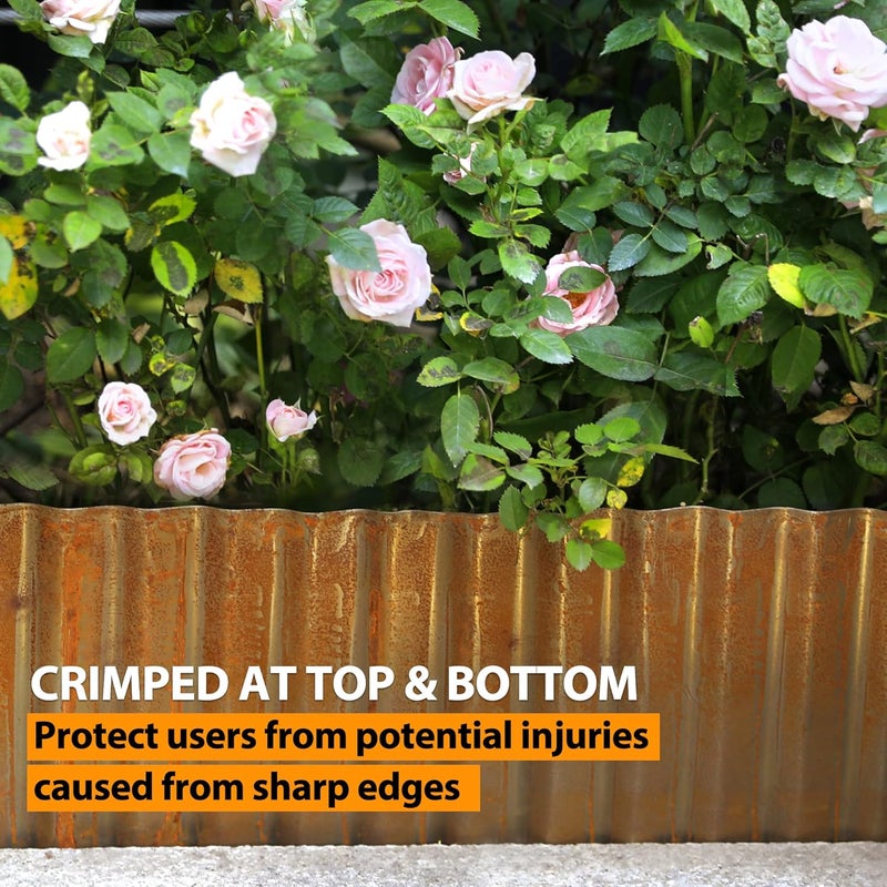 WORTH Pre-Rusted Wide-Corrugated Garden Edging, 6" x20Ft Sturdy Steel Landscape Edging Bendable Metal Lawn Long Strips Border for Raised Flower Bed Tree Surrounds - Image 4