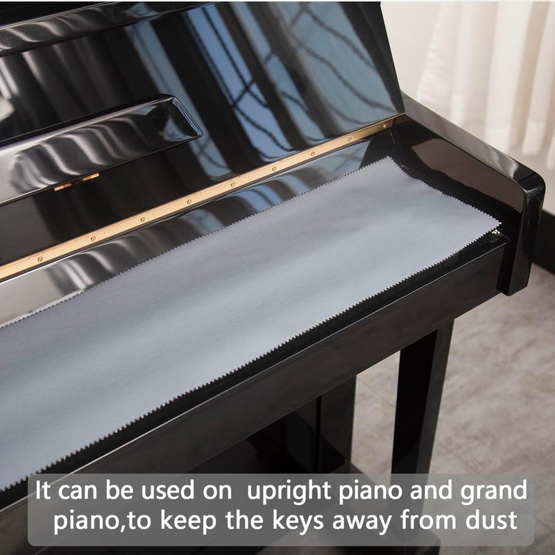 mooson Piano Keyboard Anti-Dust Cover High Technology Fabric Key Cover Cloth Fit For Upright Piano, Electric Piano & Grand piano (Dark blue) (Gray) - Image 4