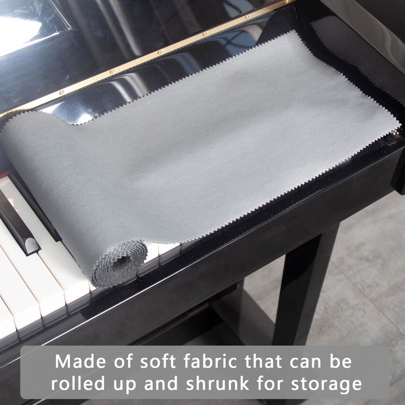 mooson Piano Keyboard Anti-Dust Cover High Technology Fabric Key Cover Cloth Fit For Upright Piano, Electric Piano & Grand piano (Dark blue) (Gray) - Image 5