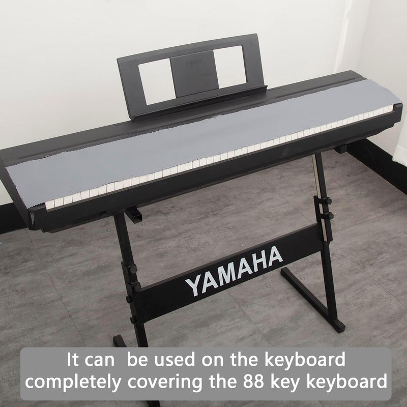 mooson Piano Keyboard Anti-Dust Cover High Technology Fabric Key Cover Cloth Fit For Upright Piano, Electric Piano & Grand piano (Dark blue) (Gray) - Image 2