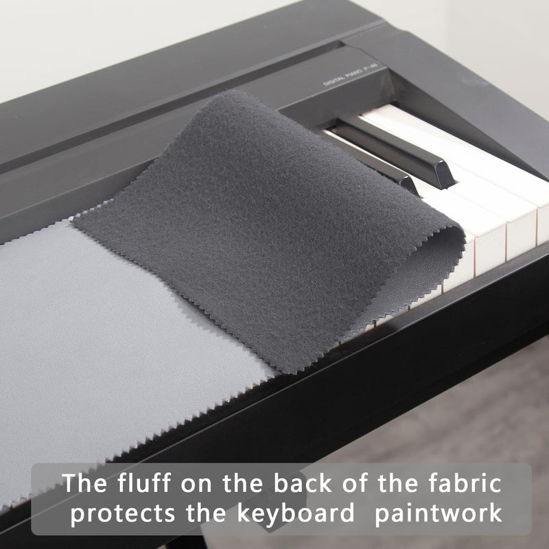 mooson Piano Keyboard Anti-Dust Cover High Technology Fabric Key Cover Cloth Fit For Upright Piano, Electric Piano & Grand piano (Dark blue) (Gray) - Image 3