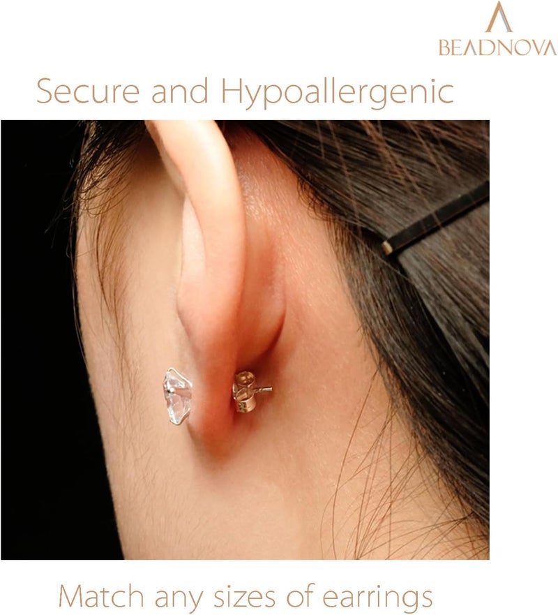 BEADNOVA 925 Sterling Silver Earring Backs for Studs Butterfly Earring Backing Hypoallergenic Locking Ear Stud Backs Secure Earstud Stopper Replacement for Posts (24 pcs) - Image 5