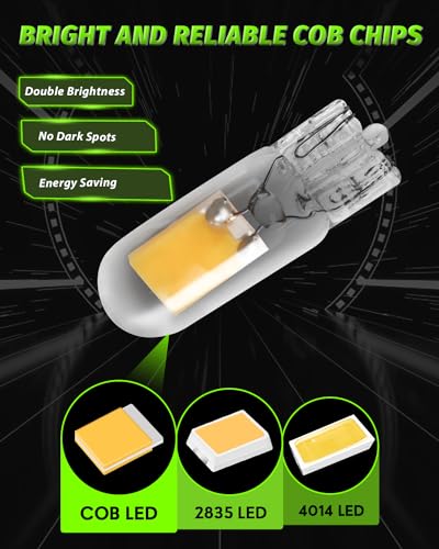 Alopee 10 Pack 194 Bulb Warm White Led 2700K Replacement for 168 194 W5W T10 Led Bulb Car Interior Lighting RV Led Light Bulbs DC 12V Only - Image 4