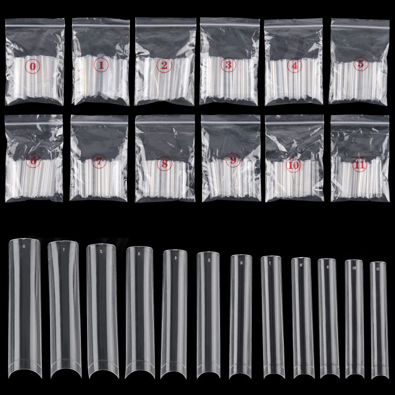 Ohlove 504Pcs Extra Long C Curve Nail Tips XXXL Clear Square Half Cover Nails for Acrylic Nails - Image 1