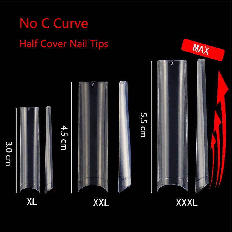 Ohlove 504Pcs Extra Long C Curve Nail Tips XXXL Clear Square Half Cover Nails for Acrylic Nails - Image 4