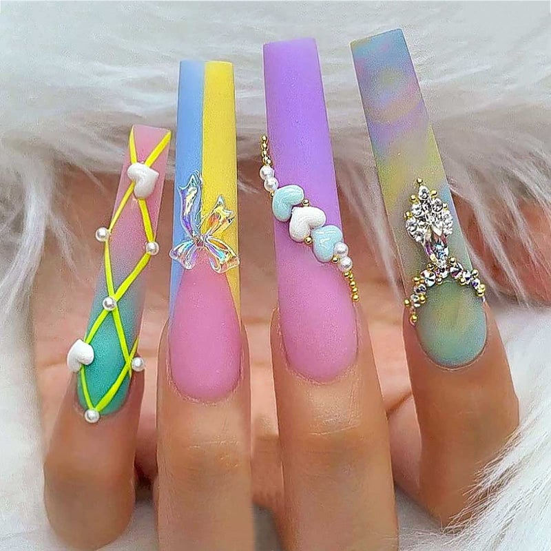 Ohlove 504Pcs Extra Long C Curve Nail Tips XXXL Clear Square Half Cover Nails for Acrylic Nails - Image 3
