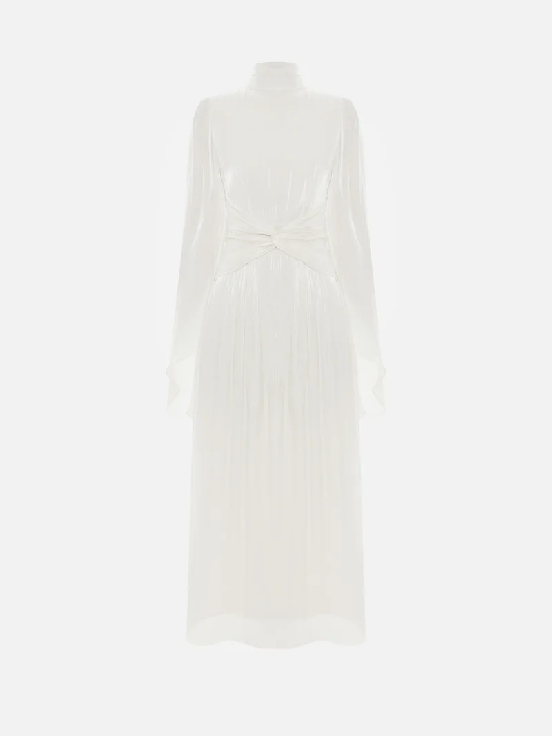 ليتشي Metallic fabric maxi dress with light sleeves