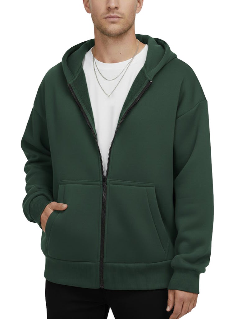 Zipper Hooded Sweatshirt Jacket - Image 1