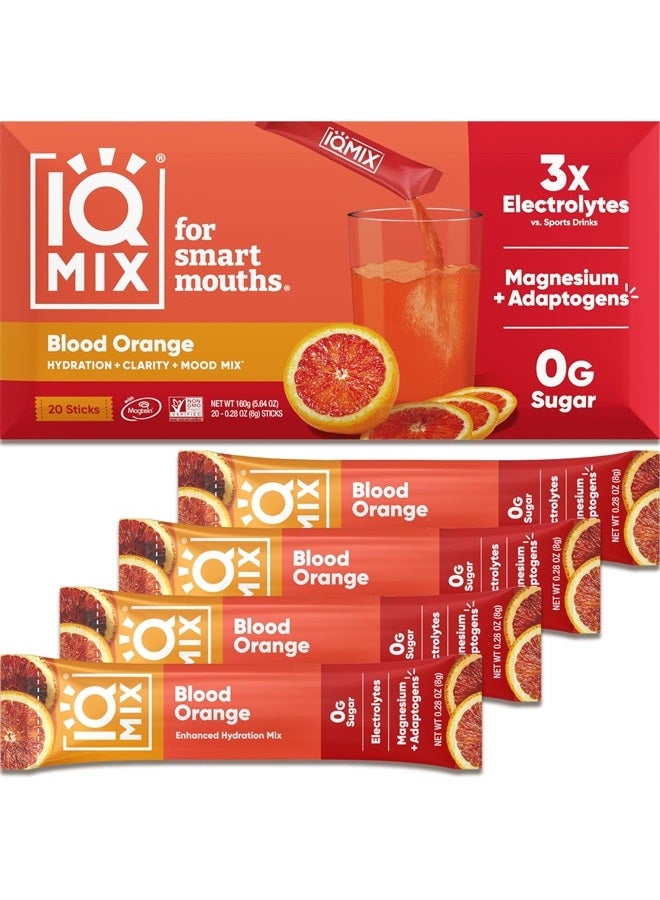 IQBAR IQMIX Sugar Free Electrolytes Powder Packets - Hydration Supplement Drink Mix with Keto Electrolytes, Lions Mane, Magnesium L-Threonate, and Potassium Citrate - Blood Orange (20 Count) - Image 1