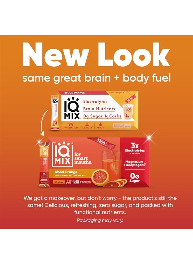 IQBAR IQMIX Sugar Free Electrolytes Powder Packets - Hydration Supplement Drink Mix with Keto Electrolytes, Lions Mane, Magnesium L-Threonate, and Potassium Citrate - Blood Orange (20 Count) - Image 2