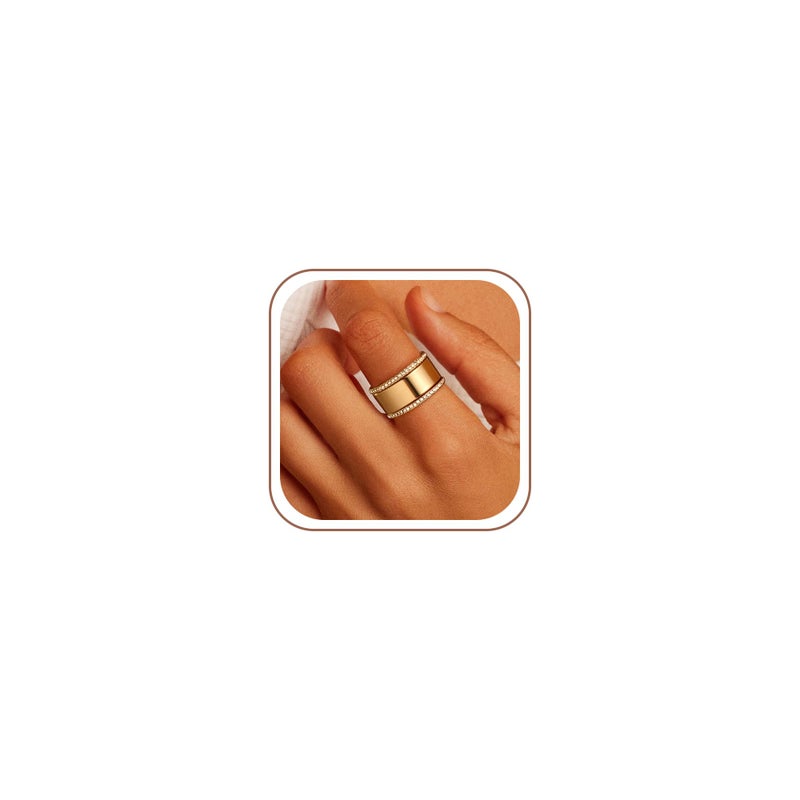 GWH Stackable Rings for Women - 14K Gold Plated Cubic Zirconia Simulated Diamond Oura Stack Rings for Women Size 8 - Image 1