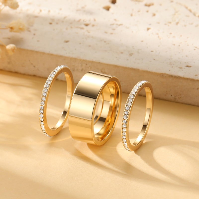 GWH Stackable Rings for Women - 14K Gold Plated Cubic Zirconia Simulated Diamond Oura Stack Rings for Women Size 8 - Image 2