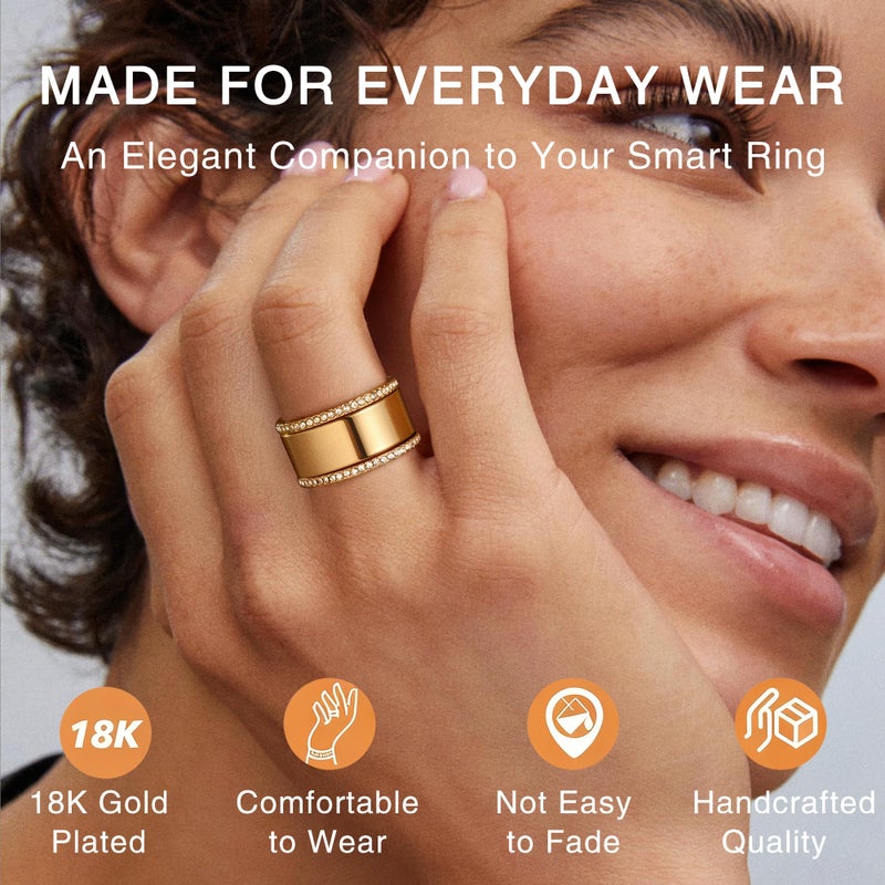 GWH Stackable Rings for Women - 14K Gold Plated Cubic Zirconia Simulated Diamond Oura Stack Rings for Women Size 8 - Image 3