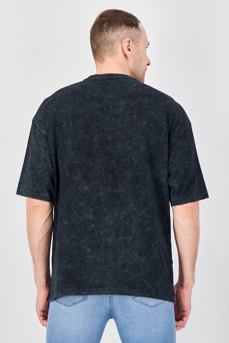 Ketch Men Crew Neck Short Sleeve Graphic Print T-Shirt, Washed Black - Image 3