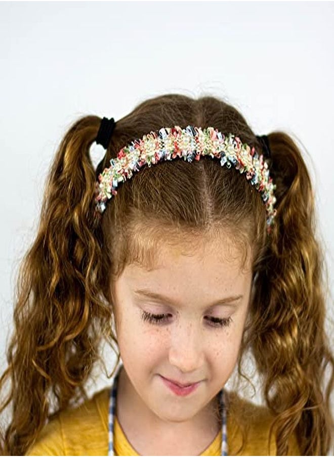 FROG SAC Confetti Headbands For Girls Rainbow Pearl Head Bands For Kids Cute Fashion Girl Hair Accessories  - Image 3