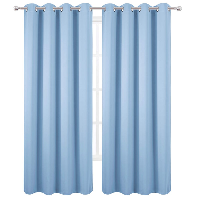 LEMOMO Blackout Curtains 66 x 95 inch/Sky Blue Curtains Set of 2 Panels/Thermal Insulated Room Darkening Bedroom Curtains - Image 2