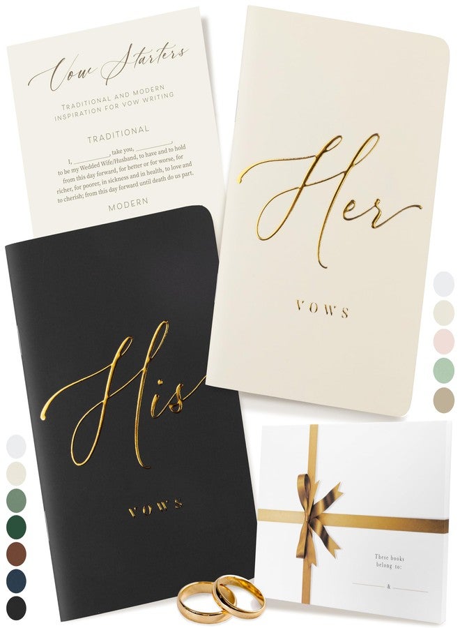 ARTESORI Premium Wedding Vow Book for Her & Him, Soft Touch, Gold Foil, 28 Lined Pages, Wedding Vow Books His and Hers, Wedding Essentials, Wedding Registry Ideas, His and Hers Gifts [Ivory & Black] - Image 1
