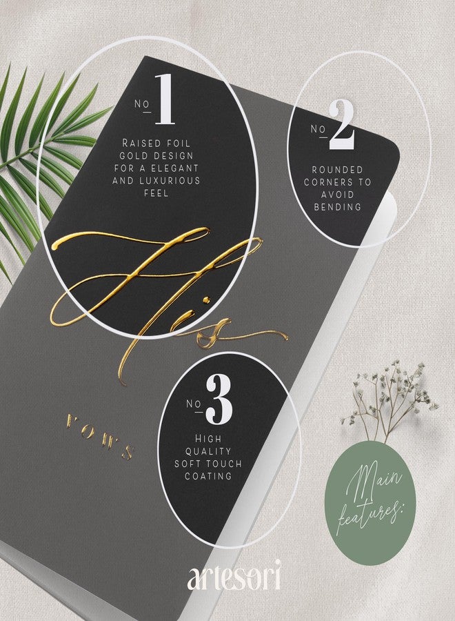 ARTESORI Premium Wedding Vow Book for Her & Him, Soft Touch, Gold Foil, 28 Lined Pages, Wedding Vow Books His and Hers, Wedding Essentials, Wedding Registry Ideas, His and Hers Gifts [Ivory & Black] - Image 4
