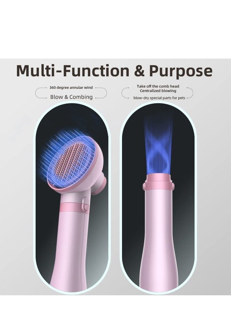 Generic Dog Hair Dryer, Portable Pet Slicker Brush for Short or Long Hair, 2 in 1 Pet Gentle Grooming Blower Dryer for Dogs and Cats 360Âº surround air, 3 Heat Settings(Sakura Pink)  - Image 4
