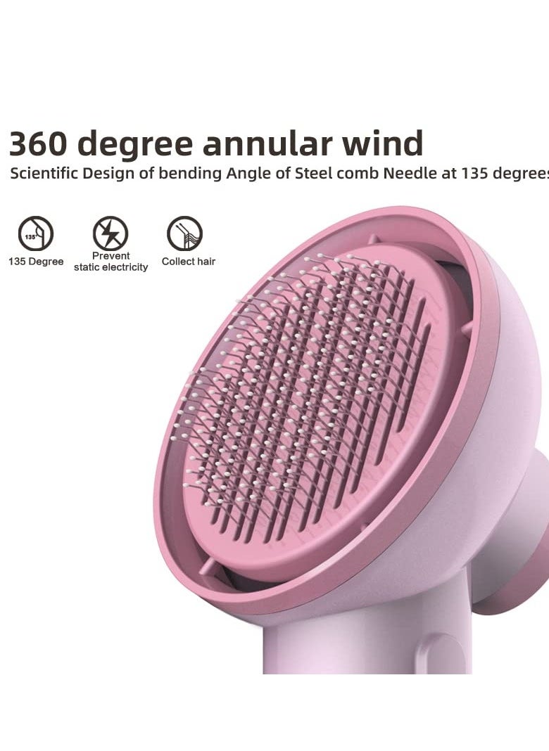 Generic Dog Hair Dryer, Portable Pet Slicker Brush for Short or Long Hair, 2 in 1 Pet Gentle Grooming Blower Dryer for Dogs and Cats 360Âº surround air, 3 Heat Settings(Sakura Pink)  - Image 2