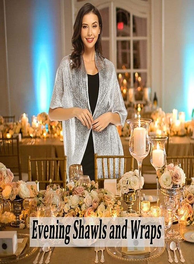 تاب كولكشنز مجموعة تاب من الشالات والأوشحة المعدنية البراقة مع مشبك لفساتين السهرة وحفلات الزفاف - لون أخضر طاووسي معدني - Image 4