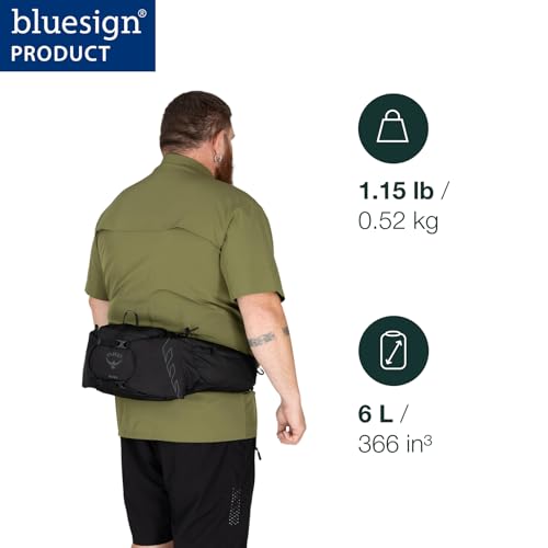 Osprey Talon 6L Mens Lumbar Hiking Waist Pack Fanny Pack with Water Bottle Holders Scoria BlueNight Shift Extended Fit - Image 3