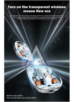 UNBLACK UNBLACK Wireless Mouse Crystal Transparent, Gaming Adjustable DPI, Triple 2.4G Mode Switching Bluetooth 2, Rechargeable digital display Silent Mouse for PC Laptops Mac iPhone Android - orange  - Image 2
