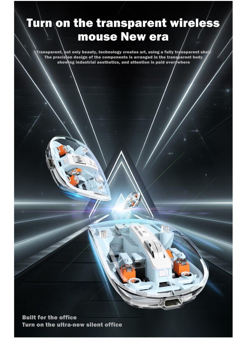 UNBLACK - UNBLACK Wireless Mouse Crystal Transparent, Gaming Adjustable DPI, Triple 2.4G Mode Switching Bluetooth 2, Rechargeable digital display Silent Mouse for PC Laptops Mac iPhone Android - orange - Image 1
