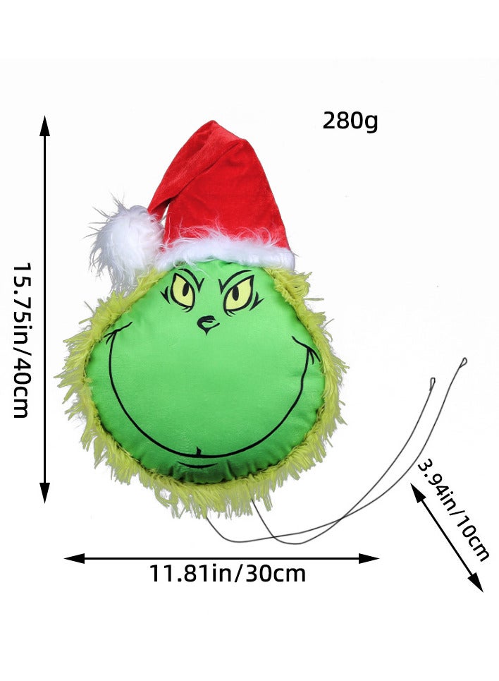 AUTOYSUR زينة شجرة عيد الميلاد الخضراء الفروية من غرينش، رأس/ذراعين/ساقين لص thief elf لتزيين قمة شجرة عيد الميلاد وزينة حفلات رأس السنة الجديدة (رأس الجني)  - Image 2