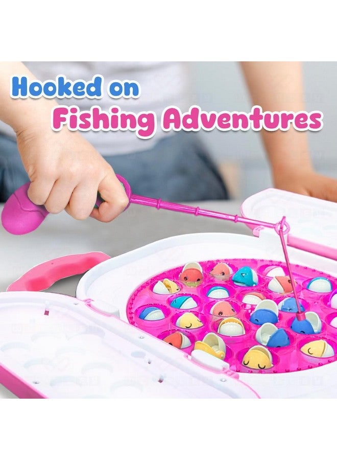 ويمبلي لعبة صيد السمك المغناطيسية ويمبلي للأطفال، لعبة صيد السمك القابلة لإعادة الشحن مع كابل شحن من النوع C، موسيقى وأضواء للأولاد والبنات من سن 5 إلى 6 سنوات، لعبة تفاعلية معتمدة من BIS (وردي) - Image 1