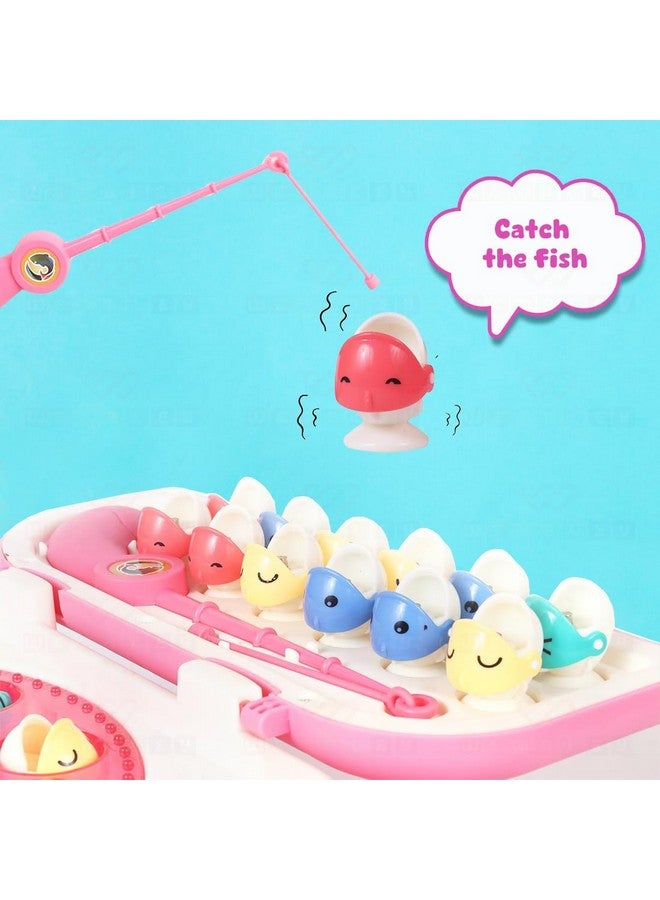 ويمبلي لعبة صيد السمك المغناطيسية ويمبلي للأطفال، لعبة صيد السمك القابلة لإعادة الشحن مع كابل شحن من النوع C، موسيقى وأضواء للأولاد والبنات من سن 5 إلى 6 سنوات، لعبة تفاعلية معتمدة من BIS (وردي) - Image 3