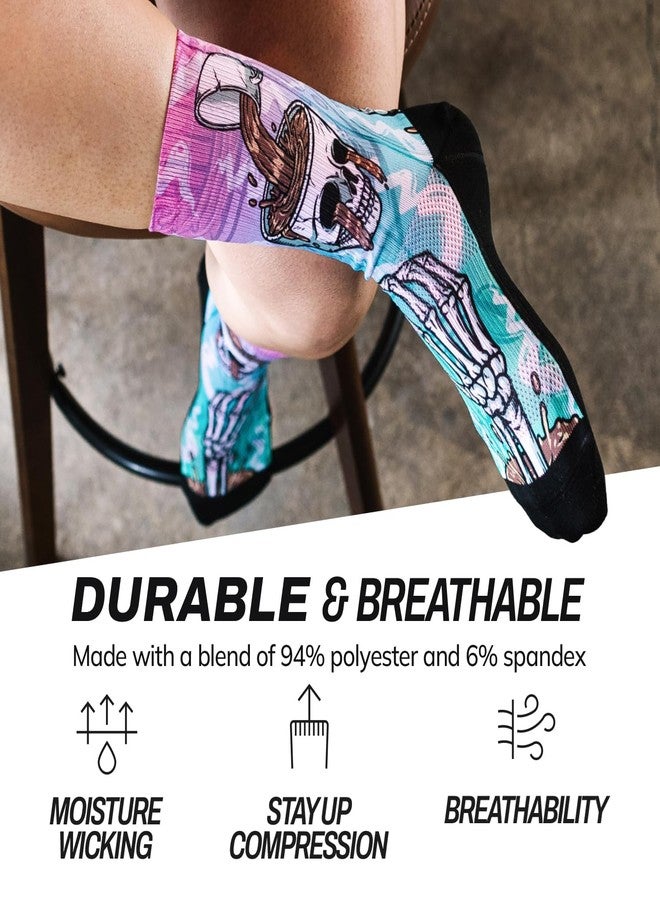 Outway Novelty Crew Socks for Men & Women, Breathable, Moisture-Wicking Athletic Calf Sock with Arch Support, Polyester & Spandex Blend, Colorful, Caffeinated, M-L - Image 3