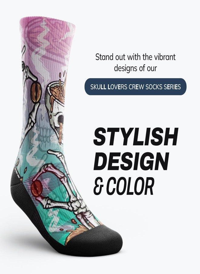 Outway Novelty Crew Socks for Men & Women, Breathable, Moisture-Wicking Athletic Calf Sock with Arch Support, Polyester & Spandex Blend, Colorful, Caffeinated, M-L - Image 2
