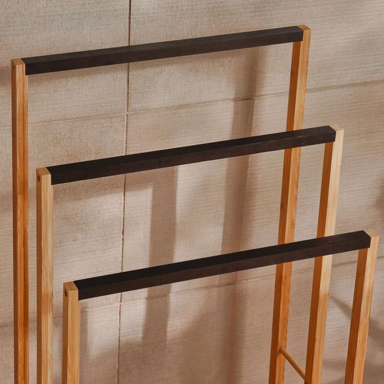 Pan Home Rag Bamboo 3 Rails Towel Stand 42x24x82 cm - Natural - 213MTA9900144 - Image 2