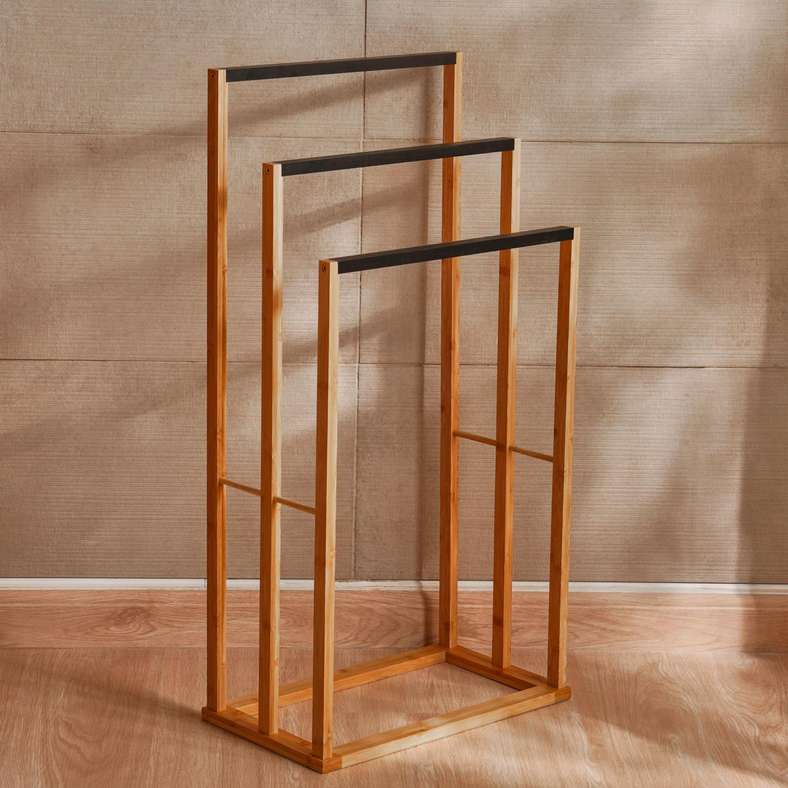 Pan Home Rag Bamboo 3 Rails Towel Stand 42x24x82 cm - Natural - 213MTA9900144 - Image 4