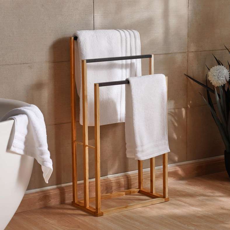 Pan Home Rag Bamboo 3 Rails Towel Stand 42x24x82 cm - Natural - 213MTA9900144 - Image 1