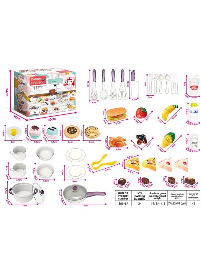 لعبة مطبخ مضادة للواقع، صوت وموسيقى خفيفة، طبخ سريع، مجموعة للأولاد والبنات، اللون: 301-5A أرجواني - Image 1