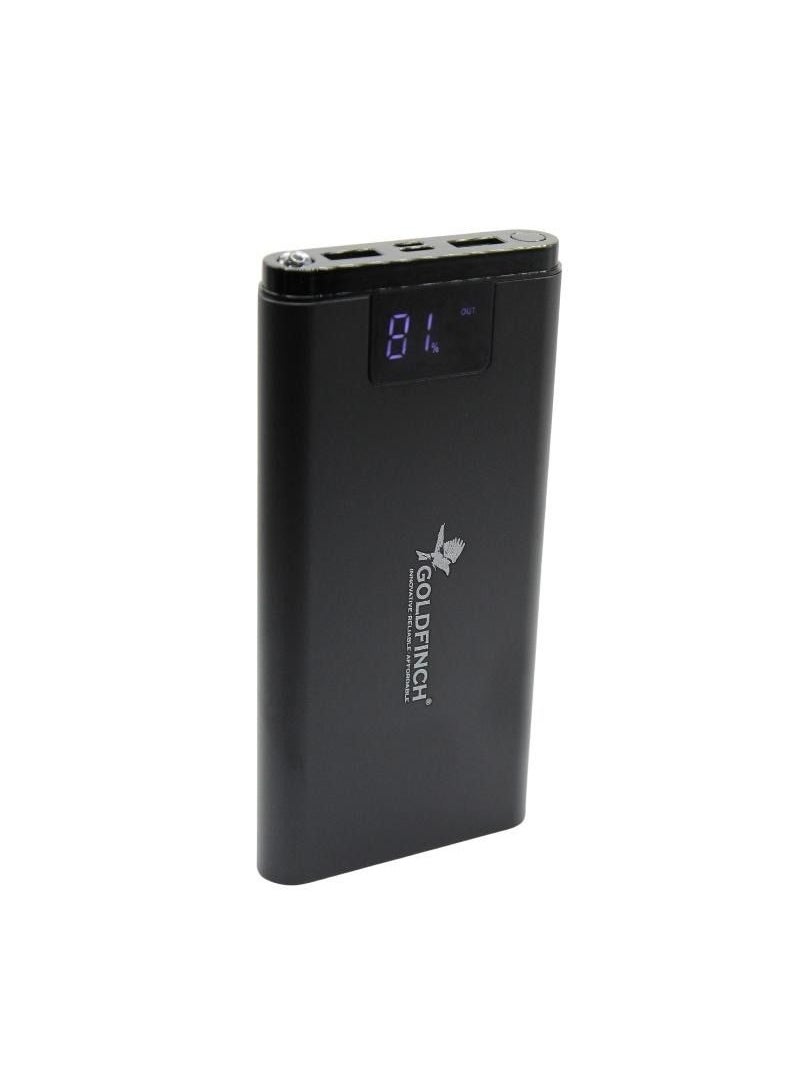 Goldfinch - Goldfinch USB C Portable Power Bank 16000 mAh with 1 USB C Port and 2 USB A Ports for up to 15W Charging for iPhone, Android, AirPods, iPad, and More Black - Image 1
