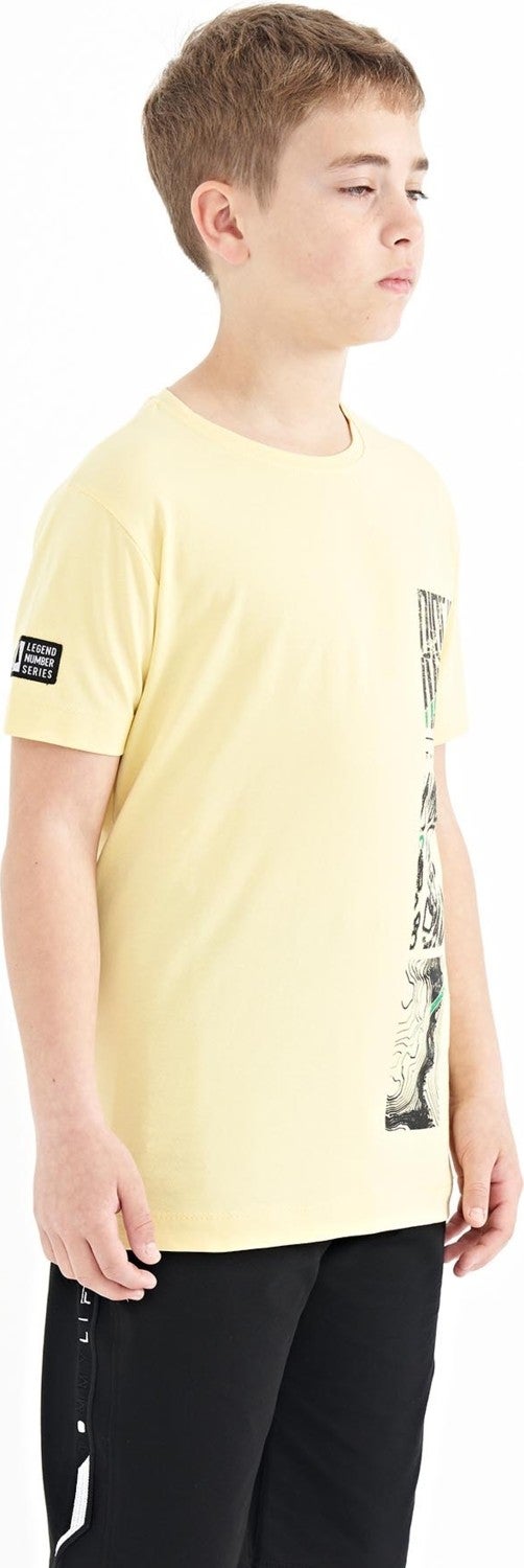 Tommy Life Yellow Printed Detailed O Neck Standard Pattern Boy T-Shirt - 11104 - Image 4
