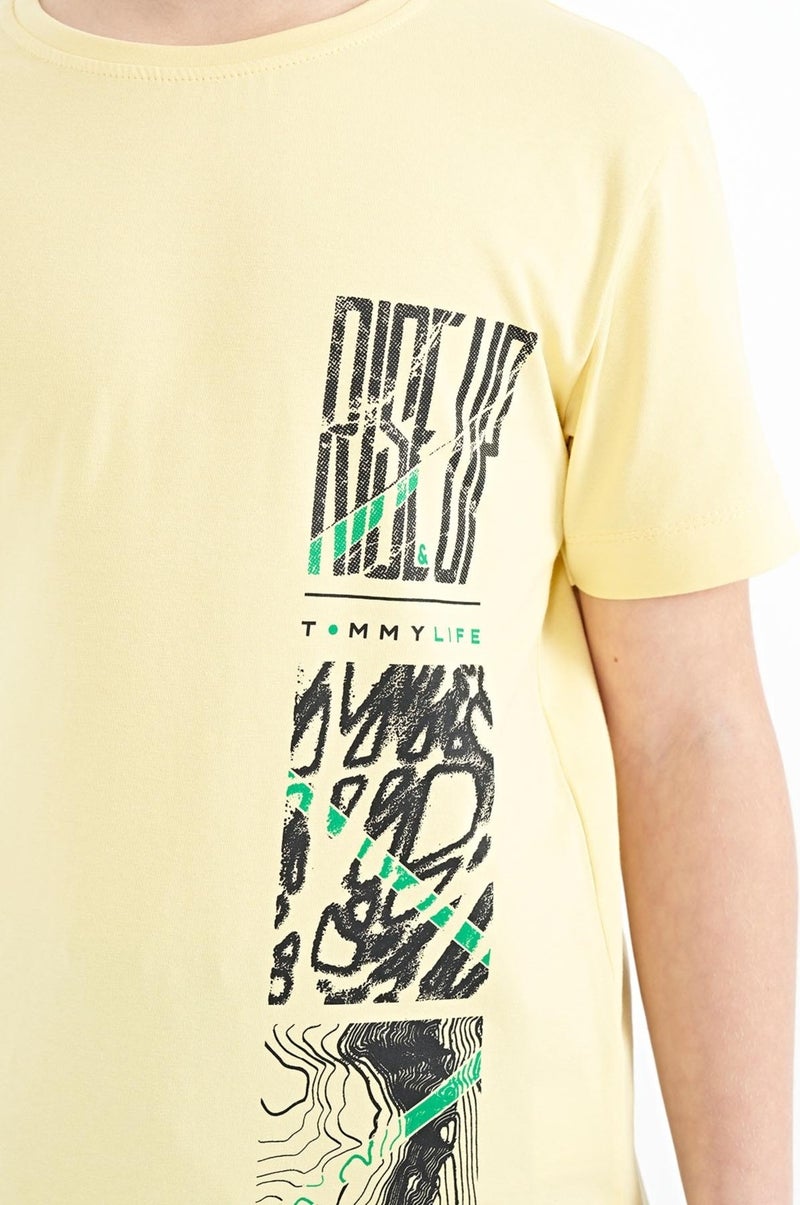Tommy Life Yellow Printed Detailed O Neck Standard Pattern Boy T-Shirt - 11104 - Image 2