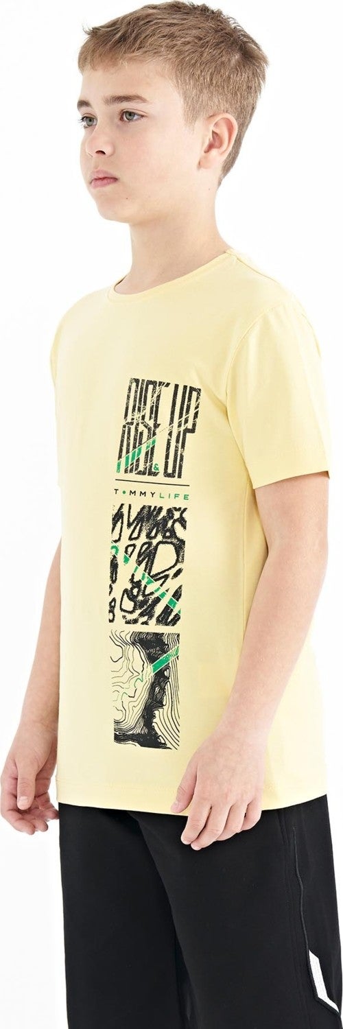 Tommy Life Yellow Printed Detailed O Neck Standard Pattern Boy T-Shirt - 11104 - Image 5