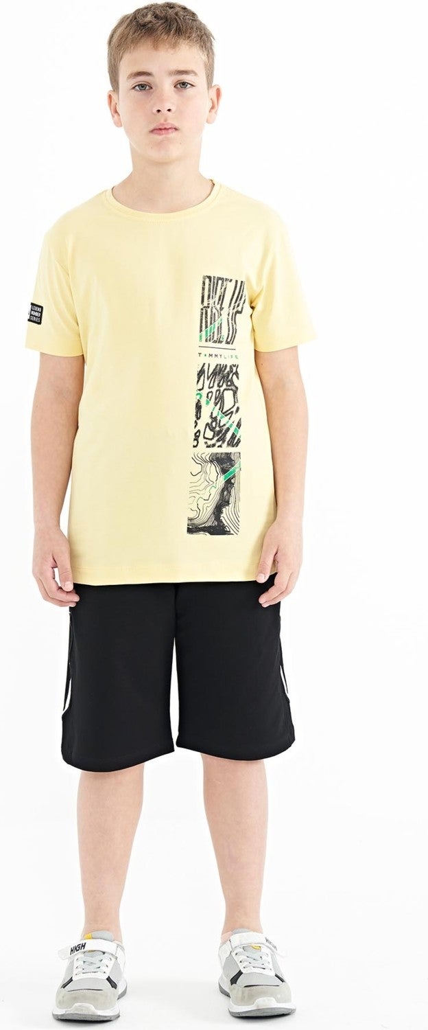 Tommy Life Yellow Printed Detailed O Neck Standard Pattern Boy T-Shirt - 11104 - Image 3