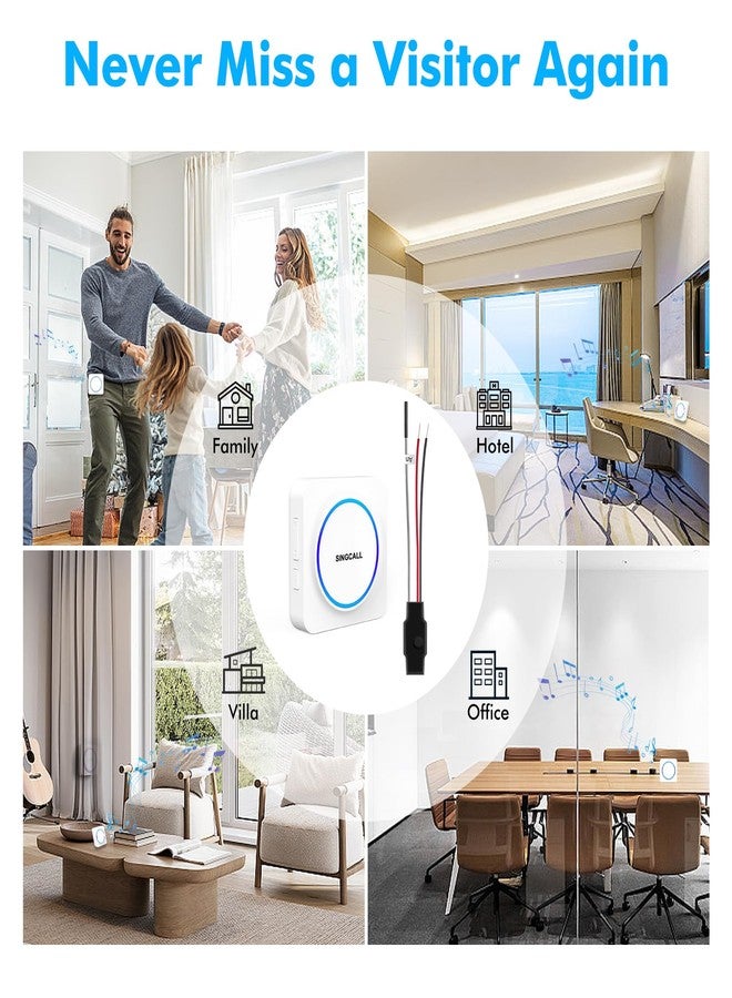 SINGCALL Wireless Doorbell Extender Convert Wired to Wireless for Existing Wired Doorbell Portable LED Receiver 32 Chimes & 0-100dB Volume Easy Install for Home/Garage/Apartment 1 Receiver 1 Extender - Image 5