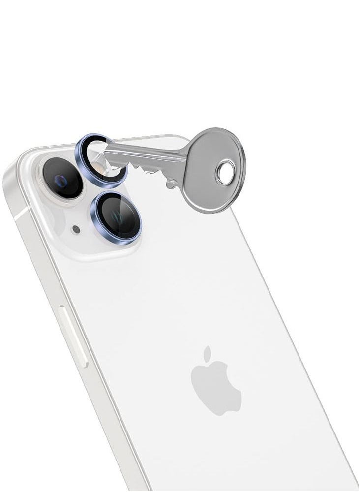 AMAZINGthing - Supreme iPhone 14 and iPhone 14 Plus Tempered Glass Camera Lens Protector Aluminum AR Lens Defender - Blue - Image 1