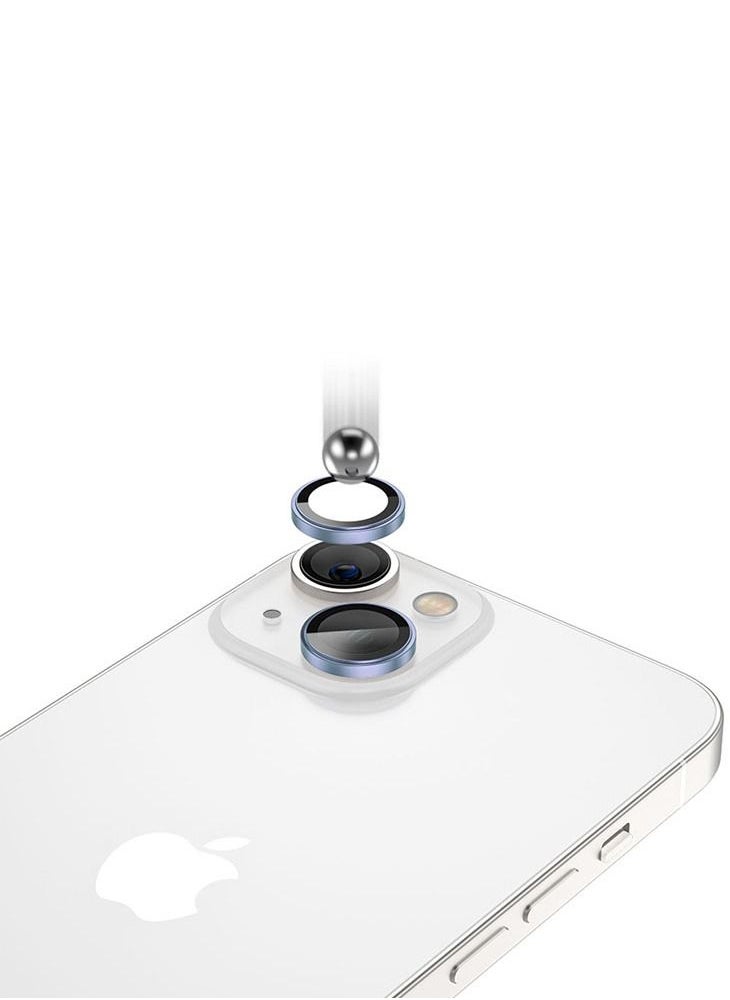 AMAZINGthing - Supreme iPhone 14 and iPhone 14 Plus Tempered Glass Camera Lens Protector Aluminum AR Lens Defender - Blue - Image 1