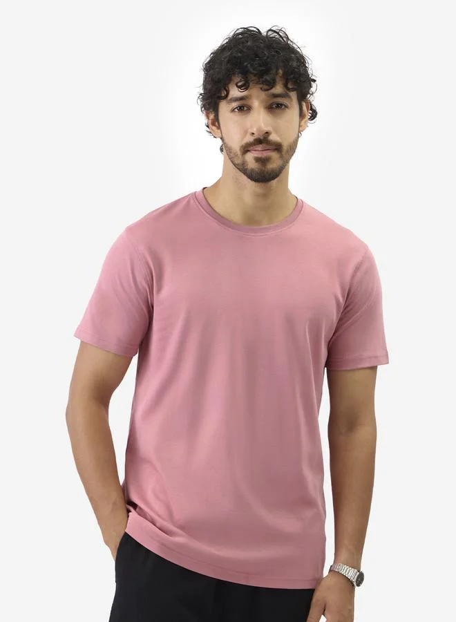 The Souled Store Pink Round Neck Supima Cotton T-Shirt