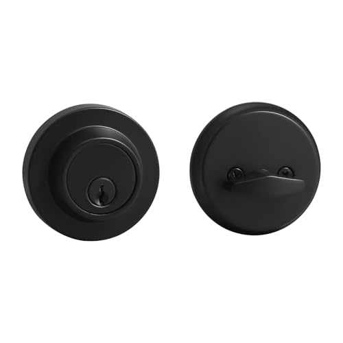 YAGU Contemporary Round Single Cylinder Deadbolt Lock for Front Door Entrance Modern High Security Heavy Duty Pack of 1 Matte Black Finish - Image 1