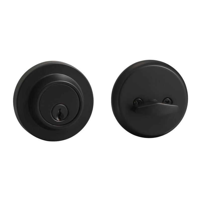 YAGU Contemporary Round Single Cylinder Deadbolt Lock for Front Door Entrance Modern High Security Heavy Duty Pack of 1 Matte Black Finish - Image 2