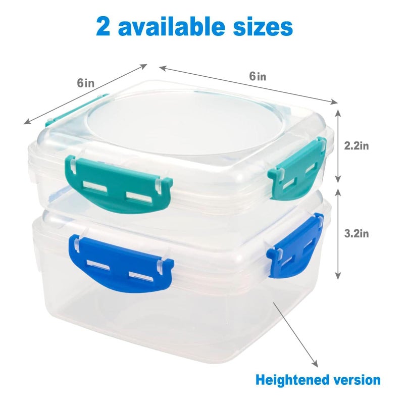 Freshmage 4 PCS Sandwich Containers - 100% Airtight & BPA-Free & Microwave & Dishwasher Safe Kitchen Storage Containers with Upgraded Snaps, 2 heightened Containers for Lunch Boxes and 2 normal version - Image 2